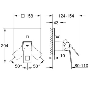 Смеситель встраиваемый Grohe Eurocube 24062DC0 (2 функции), суперсталь