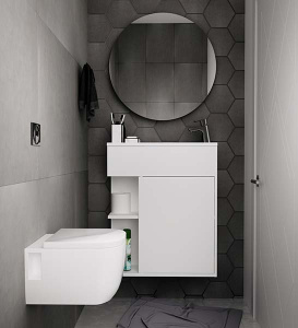 Тумба под умывальник 1Marka Stretto 60П / 70П 1д. белый глянец, 60, белый глянец