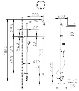 Душевая стойка Bravat Fit S D283CP-2A-RUS