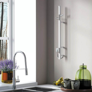 Полотенцесушитель Gloss&Reiter ENKEL.E2.L.15х75.H2.TIMER.CHROME.СМ1 электрический (таймер), 11х75 1 секция 2 крючка, белый, хром