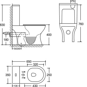 Напольный унитаз SantiLine Tornado SL-5044, белый