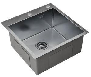 Кухонная мойка Axus LS-5050S / LS-5050SD с коландером, дозатором и держателем губки, 50х50, сатин