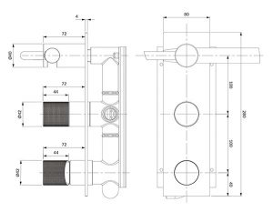 Смеситель встраиваемый Omnires Contour CT8035/1AT (2 функции)