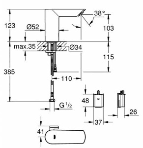 Смеситель для умывальника Grohe Bau Cosmopolitan E 36451000 сенсорный