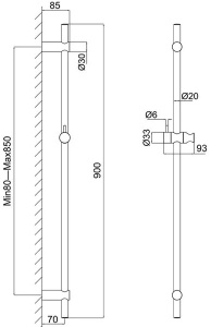 Душевая штанга Whitecross Y1020NIB