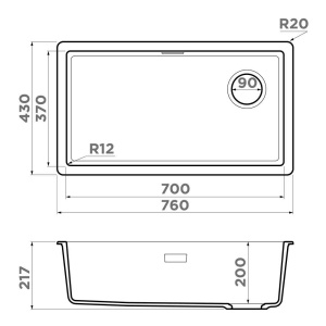 Кухонная мойка Omoikiri Kata 76-U/I Side, 76х43, черный