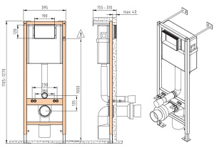 Комплект инсталляции Cersanit Vector с кнопкой Estetica 64109 / 64111 и унитазом City Smart CO DPL EO slim, белый глянцевый
