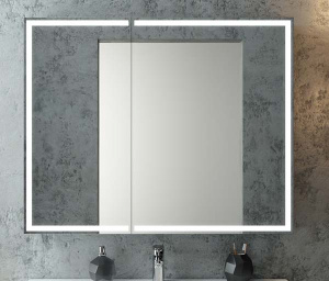 Шкаф-зеркало Континент Mirror Box LED 80 / 100, 80х80, черный матовый