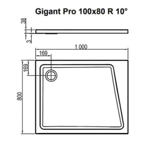 Душевой поддон Ravak 10° Gigant Pro, 100х80