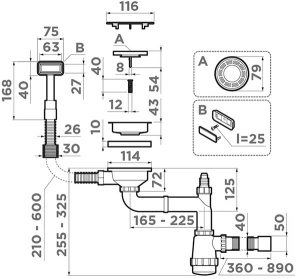 Сифон для мойки Omoikiri WK-1C-GB