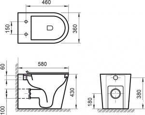 Приставной унитаз BelBagno Flay-R безободковый, белый