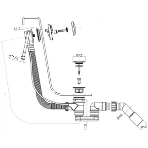Сифон для ванны Omnires CGS 152 TK152-3.01+64-SCR