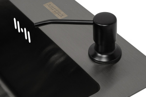 Кухонная мойка Arfeka Eco AR 60 Black с коландером, дозатором, роллер-матом и ринзером