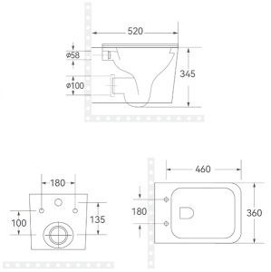 Комплект инсталляции TECEbase kit 9400401 с кнопкой Tecenow 9240402 и унитазом Roxen Cube Tornado 530135-01