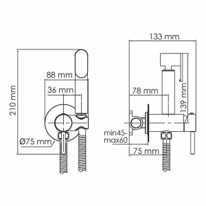 Смеситель встраиваемый WasserKraft A70138 / A70338 с гигиеническим душем, никель
