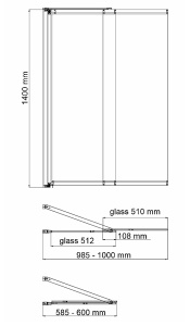 Душевая шторка на ванну Wasserkraft Main 41S02-100 Matt glass Fixed, 100х140, матовый