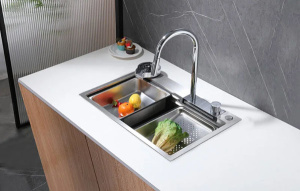 Кухонная мойка Abber Wasser Kreis AF2194SP с двумя коландерами и ринзером