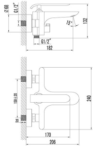 Смеситель для ванны Lemark Melange LM4914CW