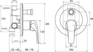 Смеситель встраиваемый Ravak Rosa RS 061.00 для ванны и душа
