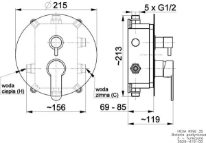 Смеситель встраиваемый Armatura Hexa Ring 40 (3 функции)