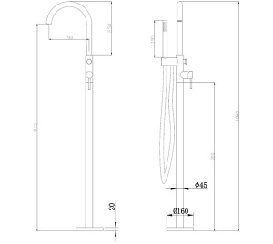 Смеситель для ванны Abber Wasser Kreis AF8115NGN напольный