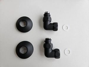 Комплект угловых американок 3/4"х1/2" Г/Ш со сгоном + отражатели черный