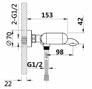 Смеситель для ванны Ganzer GZ22031-F