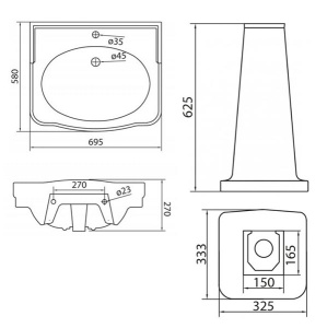 Пьедестал BB115P для умывальника Belbagno Boheme