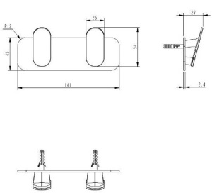 Планка с крючками Grocenberg AC0052 / AC0054 золото / золото матовое, 29 см 4 крючка, золото