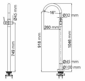 Смеситель для ванны Wasserkraft Main 4153 напольный