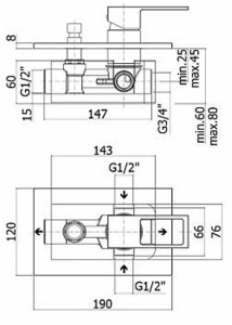 Смеситель встраиваемый Paffoni Elle EL015CR/M (2 функции)