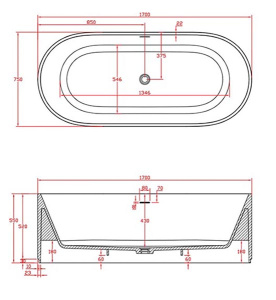 Ванна из искусственного камня Timo KIARA1680 Solid Surface