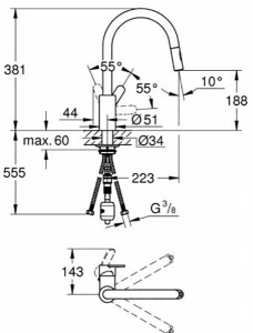 Смеситель для кухонной мойки Grohe Eurostyle Cosmopolitan 31482003