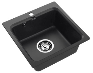Кухонная мойка GranFest Smart SM-430 с сифоном, 43х43, черный