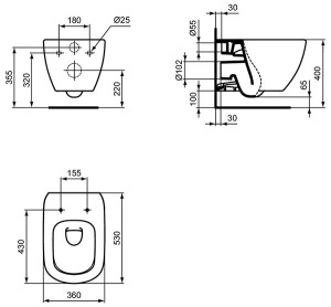 Подвесной унитаз Ideal Standard Tesi Aquablade T007901 с крышкой SoftClose T352701