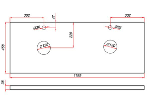 Столешница ЗОВ пластик HPL 38 Туя CHPL38T1195458C4 (4 выреза)