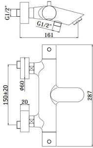 Смеситель для ванны Paffoni Light LIQ023CR термостатический