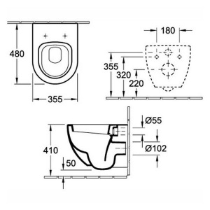 Подвесной унитаз Villeroy&Boch Subway 6K0410 с сиденьем Soft Close
