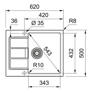 Кухонная мойка Franke S2D 611-62/500 Tectonite, 62х50, белый