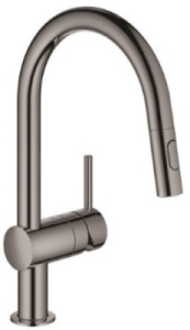 Смеситель для кухонной мойки Grohe Minta 32321A02 / 32321AL2 с выдвижным изливом, темный графит глянец