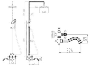 Душевая стойка ZorG Antic A 7002DS-BR