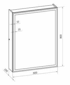 Шкаф-зеркало Континент Mirror Box LED 60, 60х80, черный матовый