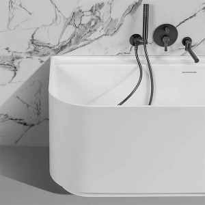 Ванна из искусственного камня Belux Атланта BA-1700 с подставкой, белая матовая Solid Surface, 170х75, белый матовый