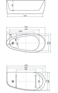 Акриловая ванна Allen Brau Priority 2 2.31002.20/PWM / 2.31002.21/PWM, 170х80, белый матовый