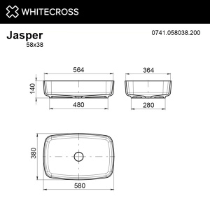 Умывальник Whitecross Jasper белый матовый Solid Surface
