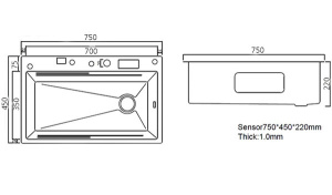 Кухонная мойка Arfeka Sensor Eco AR 75 Satin со смесителем, ринзером, двумя коландерами и разделочной доской