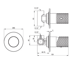Смеситель встраиваемый Deante Silia Hexa Steel BHS F44L (1 функция)