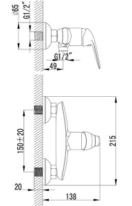 Смеситель для душа Lemark Plus Advance LM1203C