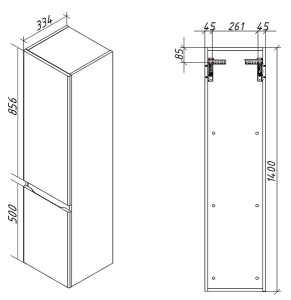 Пенал Caprigo Forte L 36150L-SF022 / R 36150R-SF022