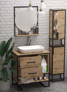 Зеркало 1Marka Grunge Loft круглое дуб вотан